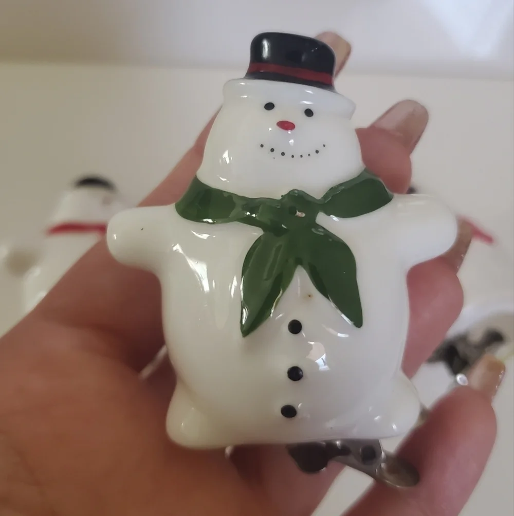 Vintage Set of (3) Ceramic Snowman Ornaments